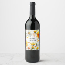 rótulos de vinho flores brancas e amarelas de aniv