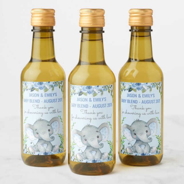 Rótulos de vinho mini para chá de bebê Elefante Me (Garrafas)