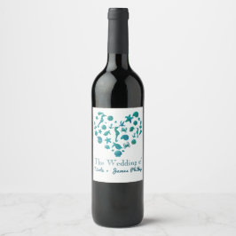 Rótulos de vinho modernos de aquarela azul turques