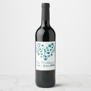 Rótulos de Vinho Modernos de Aquarela Azul Turques