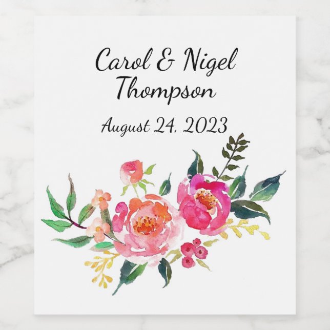 Rótulos de vinho ou bebida para casamentos (Rótulo Único)