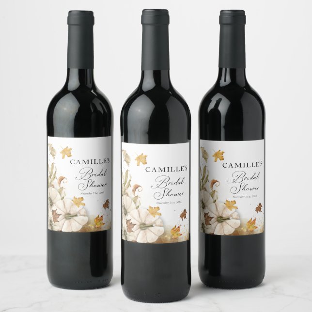 Rótulos de Vinho para Chá de Noiva Elegante com Ab (Garrafas)
