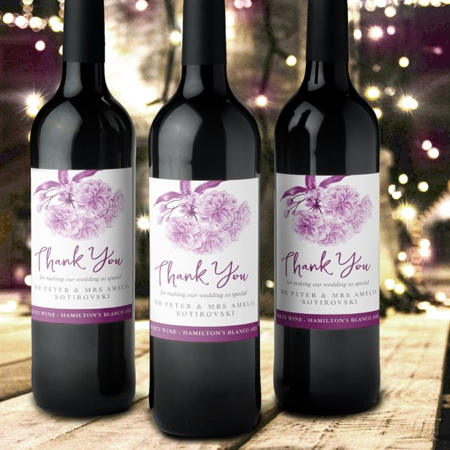 Rótulos de vinho personalizado para casamentos flo (Criador carregado)