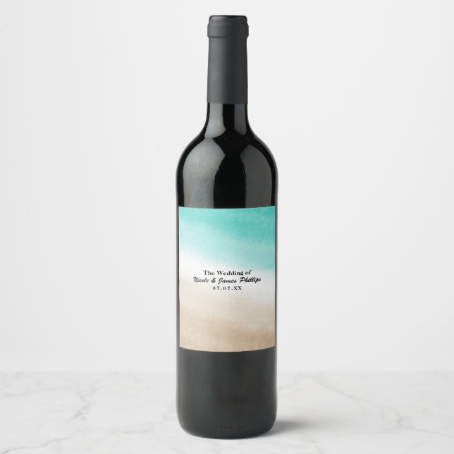 Rótulos de vinho personalizados com design de prai (Frente)