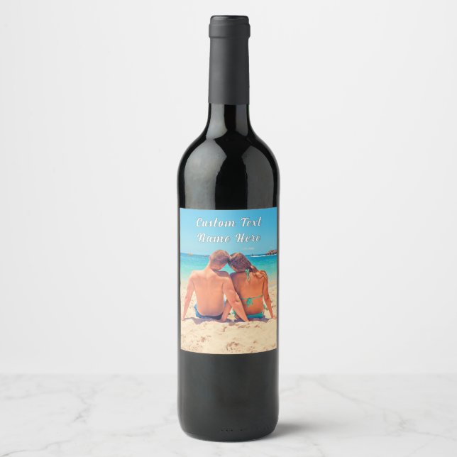 Rótulos de Vinho Personalizados com Sua Foto Texto (Frente)