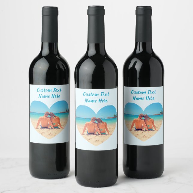 Rótulos de Vinho Personalizados com Texto e Foto C (Garrafas)