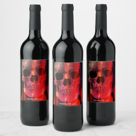 Rótulos De Vinho Personalizados Do Crânio Vermelho