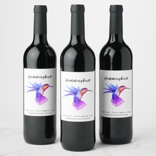 Rótulos de Vinho Personalizados do Mockup Hummingb (Garrafas)