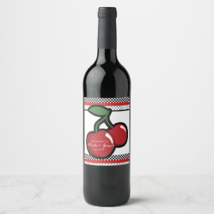 Rótulos de Vinho Personalizados Preto Cerejas Verm
