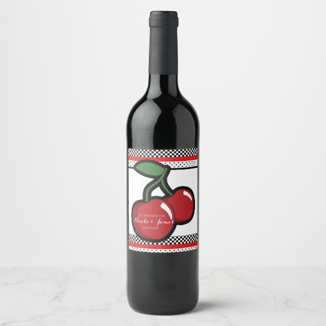 Rótulos de Vinho Personalizados Preto Cerejas Verm (Frente)