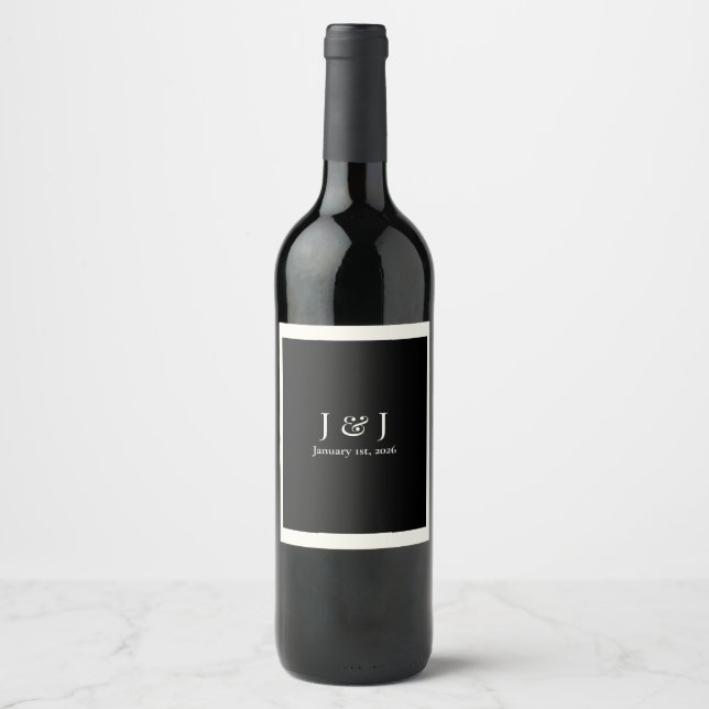 Rótulos de vinho preto e branco Vinho Casado Favor (Frente)