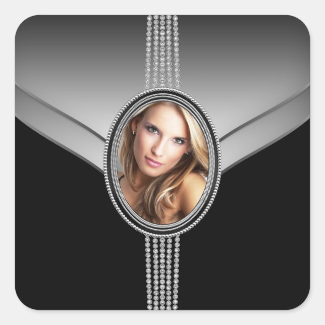 Rótulos do adesivo de fotos pretas e elegantes do  (Frente)