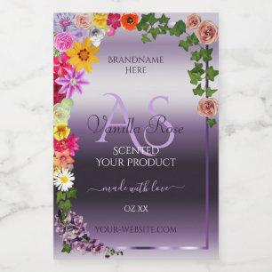 Rótulos do produto Roxo Monograma das flores color