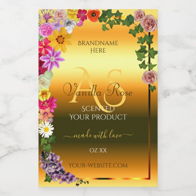 Rótulos e Monograma do Produto Gradiente Laranja F (Rótulo Único)