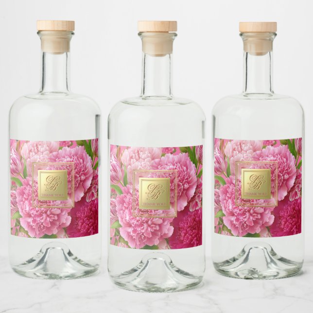 Rótulos Mini Garrafa Monograma Rosa e Verde Seduto (Garrafas)