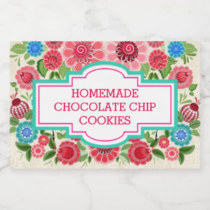 Rótulos Para Comida Biscoitos Caseiros Personalizados Florais Chic Ele