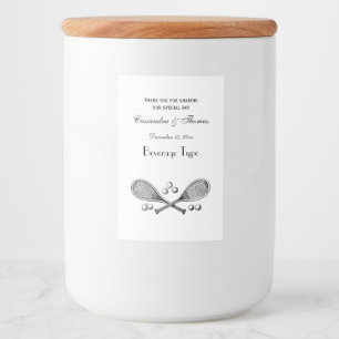 Rótulos Para Comida Bolas de tênis cruzadas vintage da raquete de