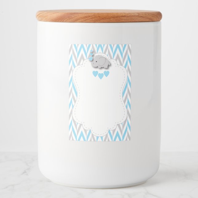 Rótulos Para Comida Chá de fraldas Elefante Azul - Vazio (Frente)