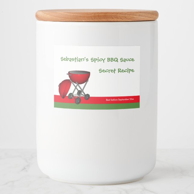 Rótulos Para Comida Fácil De Personalizar O Design De Molho De CHURRAS (Frente)