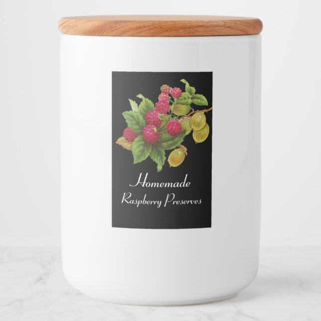 Rótulos Para Comida FRUTAS/RASPBERRIES DA SEASON Preserva Preto (Frente)