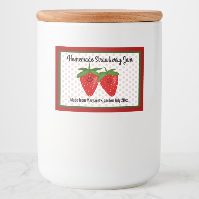 Rótulos Para Comida Homemade Strawberry Jam Design (Frente)