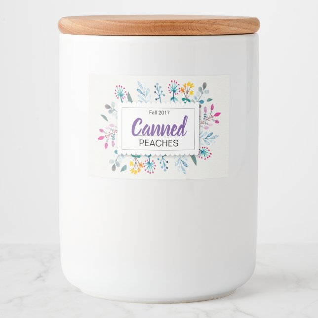 Rótulos Para Comida Pêssegos Enlatados Florais primavera (Frente)