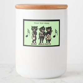 Rótulos Para Comida Três Gatos Pretos Jogando Instrumentos Musicais