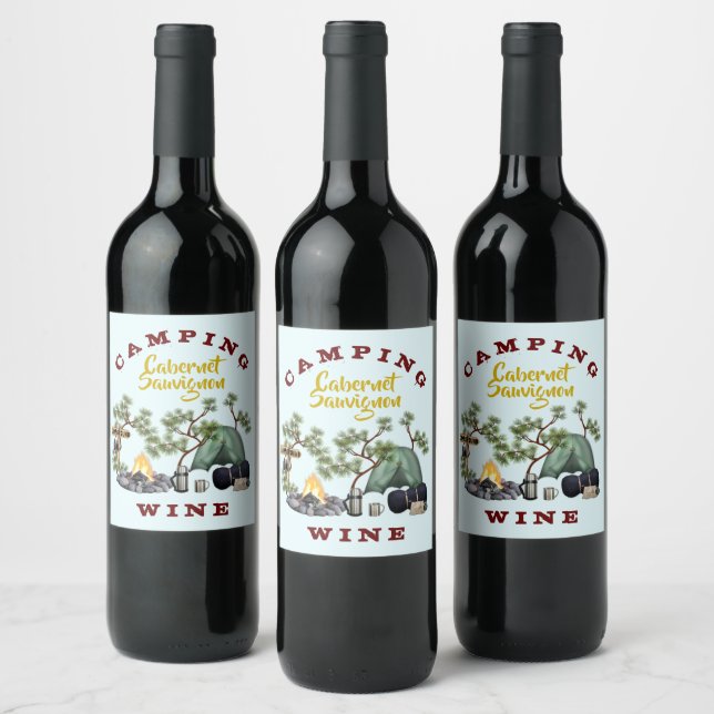 Rótulos Personalizados de Vinho Tema Acampamento (Garrafas)