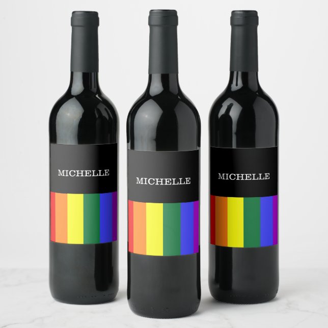 Rótulos Vinho Orgulho Gay Rainbow Personalizado (Garrafas)