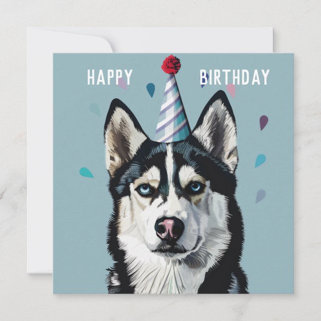 Rouco / Cartão de Aniversário Malamute (Frente)
