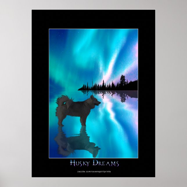 Rouco e Yukon Wilderness Aurora Fantasy Art Poster (Frente)