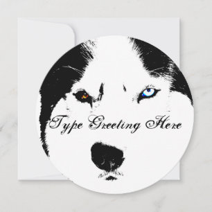 Roucos Convites Personalizados Siberian Husky Card