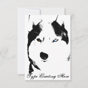 Roucos Convites Personalizados Siberian Husky Card