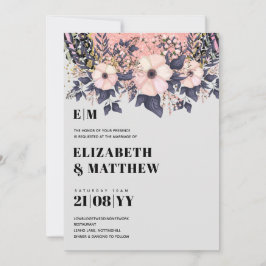 Rouge Rosa Azul Empoeirado Floral Rose Dourado Ele