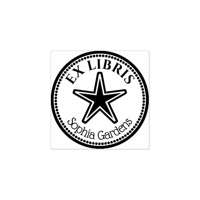 Round Ex Libris - Carimbo de Borracha Estelar (Impressão)