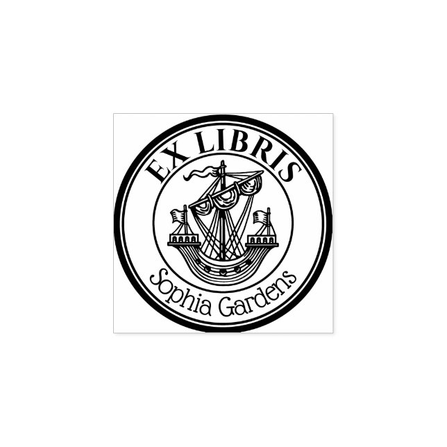 Round Ex Libris Lymphad Motif - Carimbo (Impressão)