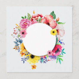 Round frame with colorful flowers