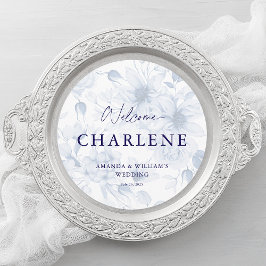 Round Menu with Guest Name | Dusty Blue Wedding