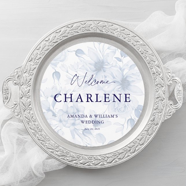 Round Menu with Guest Name | Dusty Blue Wedding (Criador carregado)