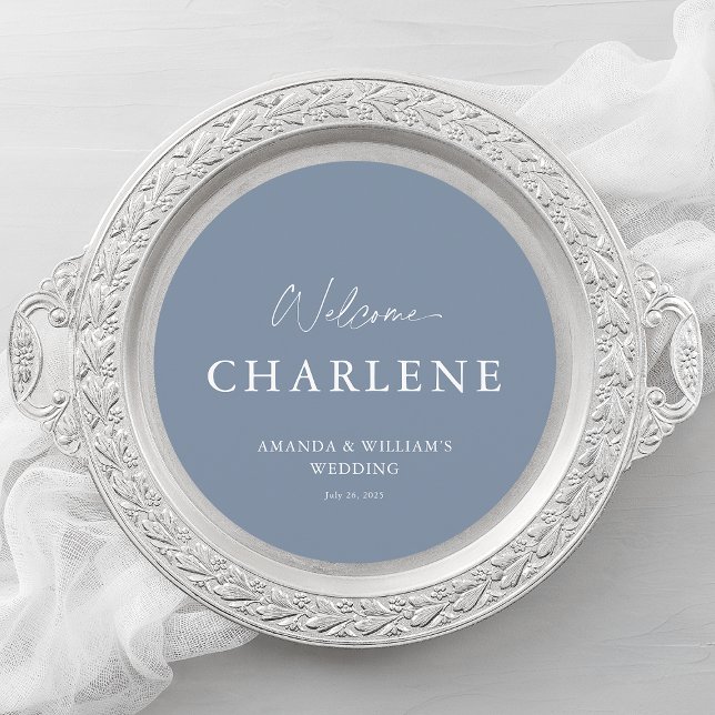 Round Menu with Guest Name | Dusty Blue Wedding (Criador carregado)