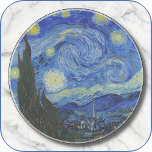 ROUND Sandstone PORTA COPOS - "Starry Night" - van<br><div class="desc">Uma imagem de "Noite Estrelada" (1898) de Vincent van Gogh aparece nesta Porta copos Sandstone redonda. A imagem não pode ser removida ou substituída. Personalize/personalize adicionando texto personalizado à sua escolha de fonte (estilo, cor, tamanho) ou imagem adicional ou logotipo. Faz um presente colorido e interessante. O ► Design pode...</div>