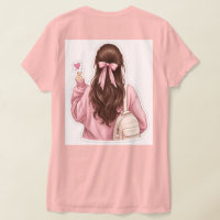Roupa de Cute Kawaii Selfie Girl Adesivo Camiseta