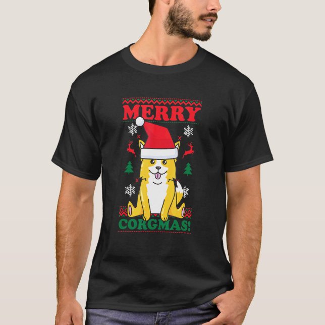 Roupa de Natal Corgi Suéter Alegre Corgmas (Frente)