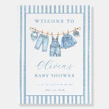 Roupas de Bebê em Jeans Azul para Chuvinha de Bebê