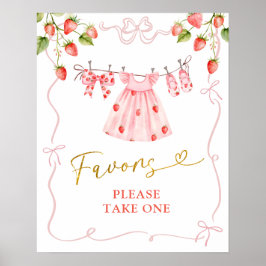 Roupas de Bebê Pink Coquette Morango Favor Poster
