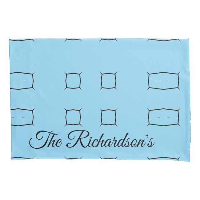 Roupas de Cama Geométricas Personalizadas Azul Mín (Frente)