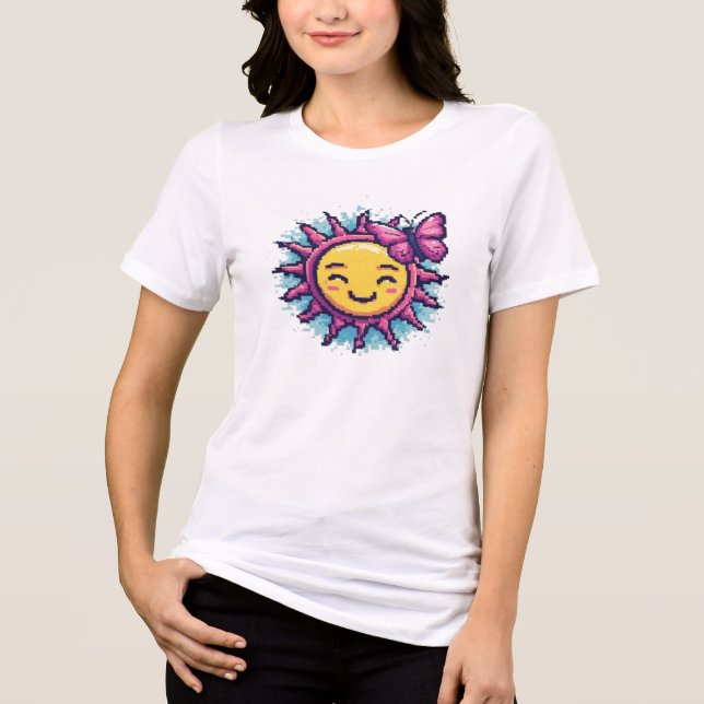 Roupas de rua com gráfico retrô de sol e borboleta (Frente)