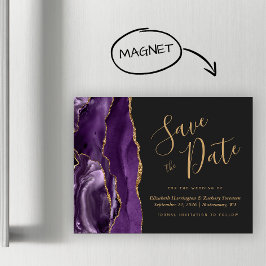 Roxo Ágata Dourada Magnética Salve a Data