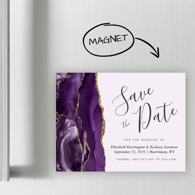 Roxo Agata Lilás Casamento Magnético Save the Date (Criador carregado)