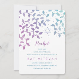 Roxo + Árvore Teal de Vida Bat Mitzvah Convites